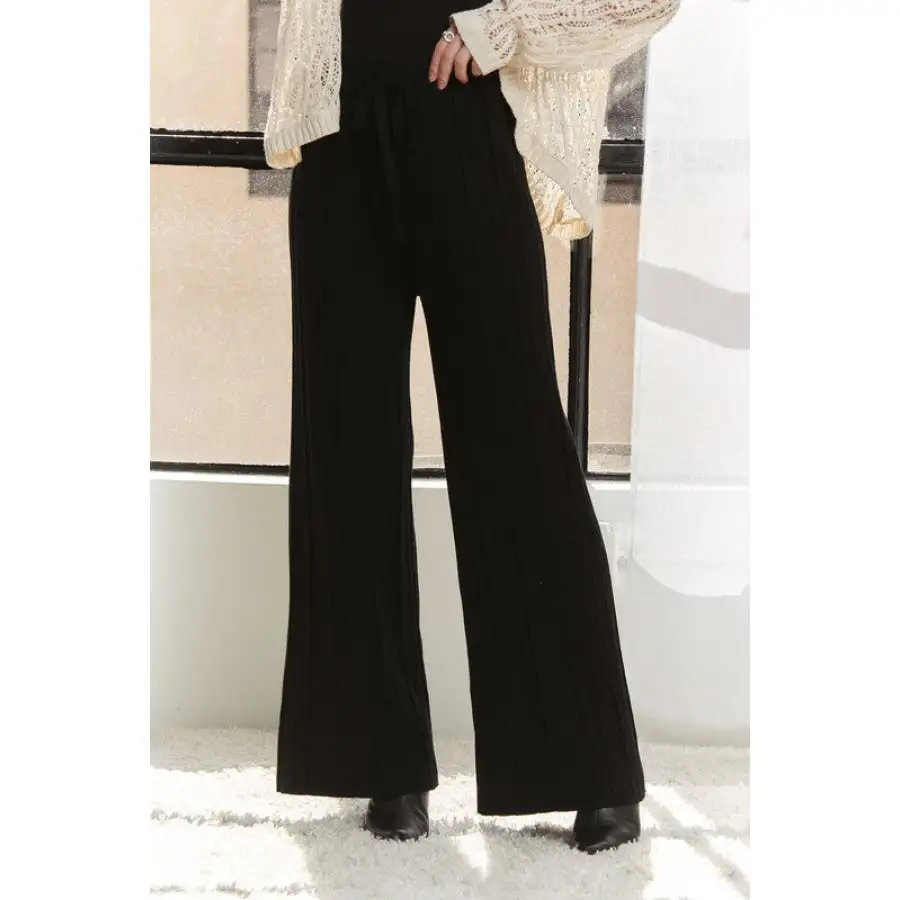 Tied Wide Leg Knit Pants