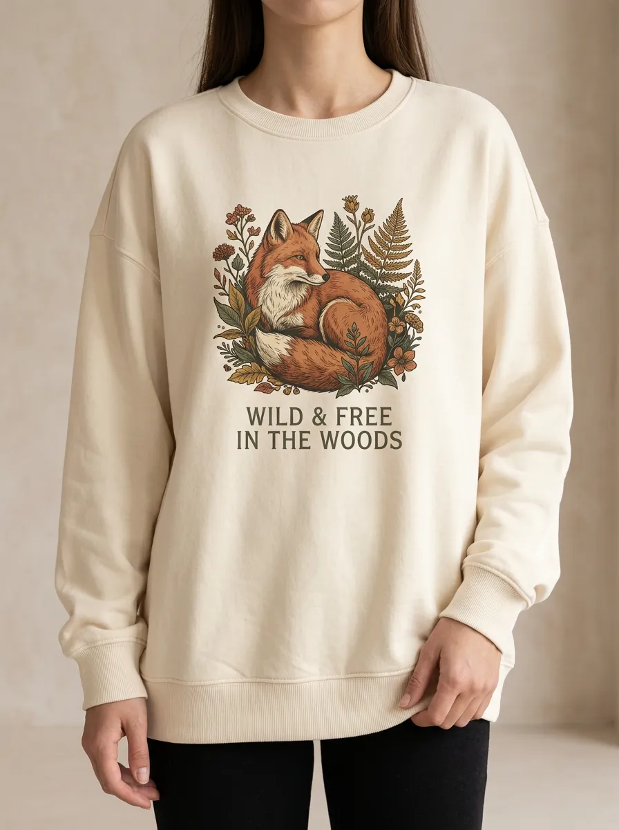 Nature Lover Wild Fox Floral Sweatshirt