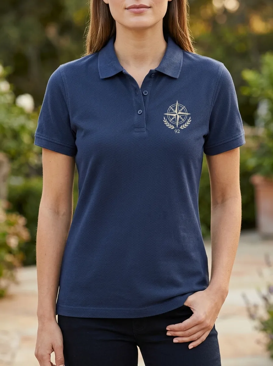 Women's Nautical Compass 92 Laurel Wreath Printed Polo Shirt