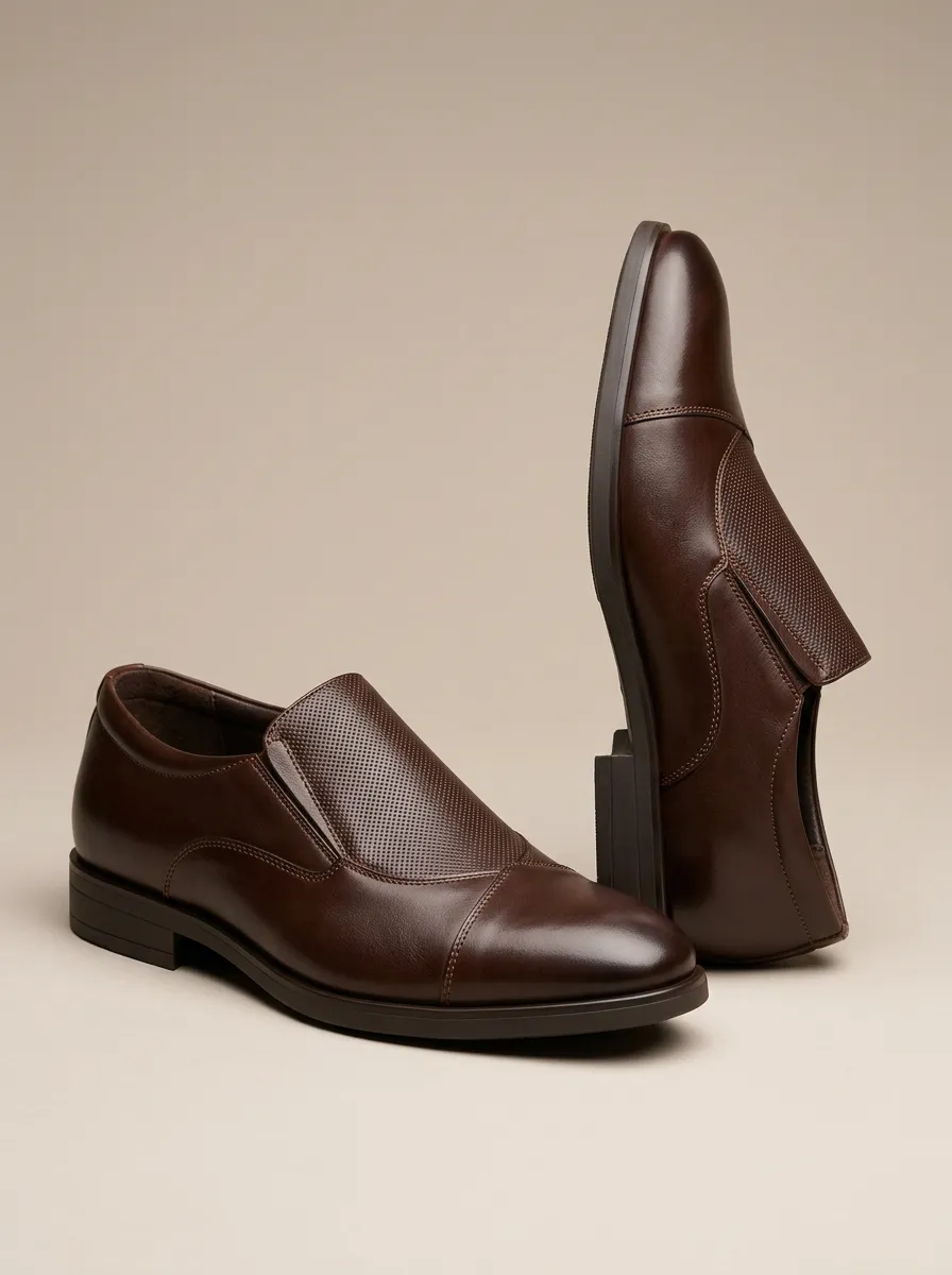 Men's Business Casual Perforated Leather Slip-On Shoes