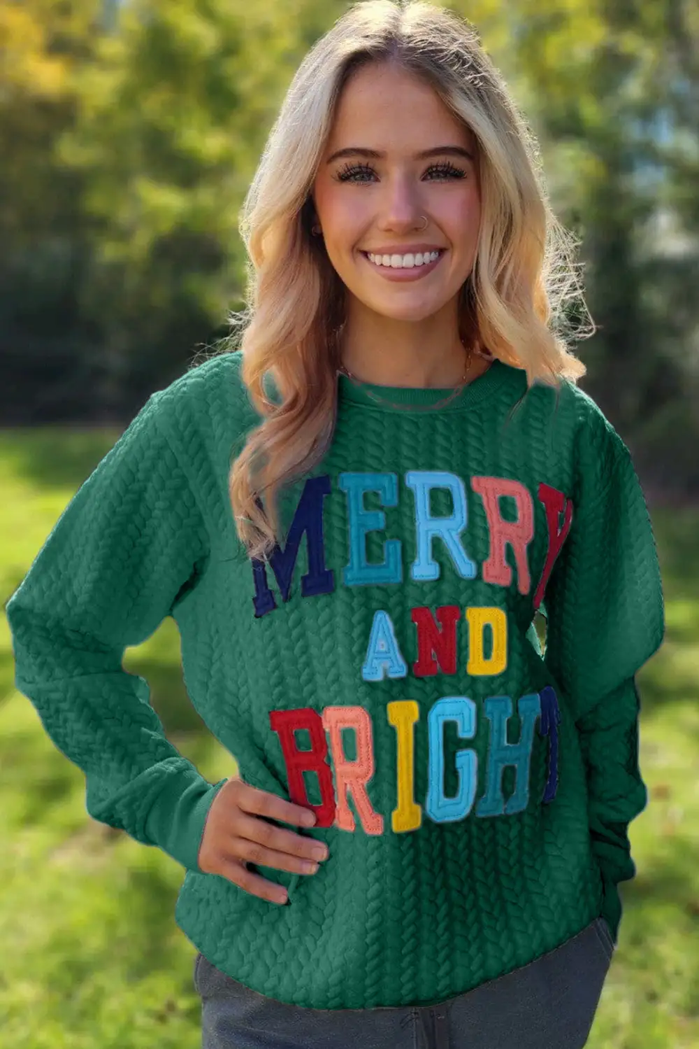 Bright Cable Knit Sweatshirt
