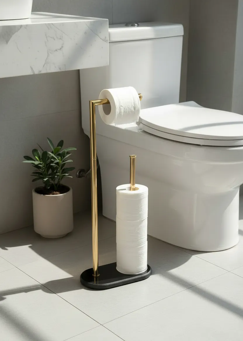 Melrose Toilet Roll Holder Black And Gold