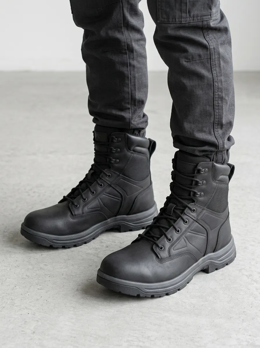 Unisex Classic Tactical Outdoor Leather Print Work Boots
