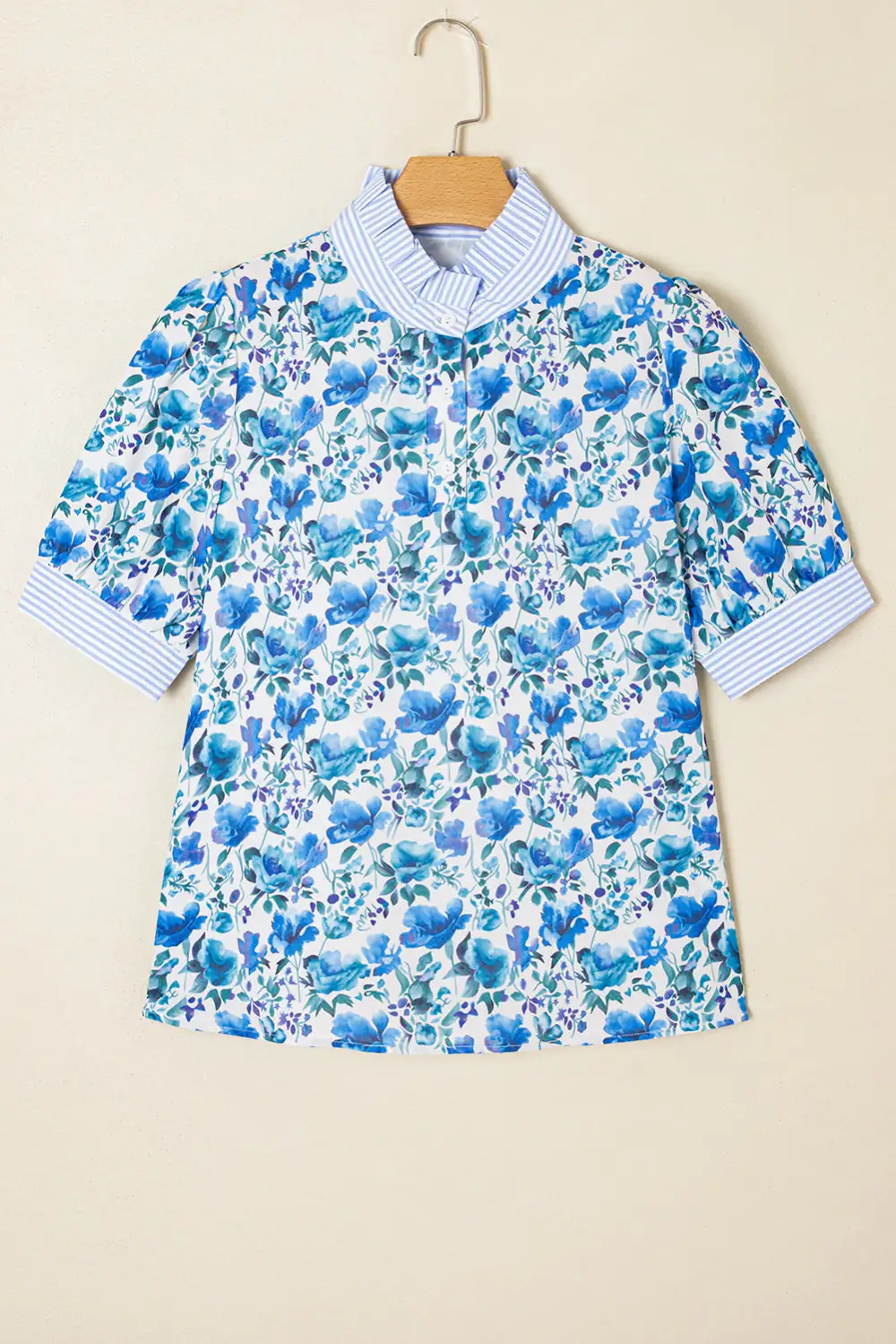 Striped Floral Patchwork Blouse