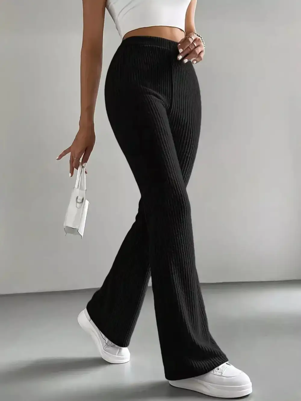 High Waist Flared Casual Pants