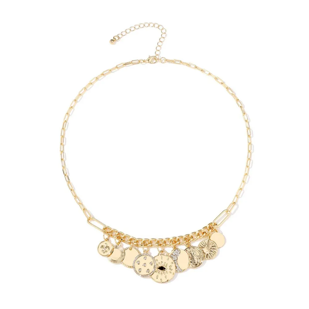 Compact Rhinestone Pendant Necklace
