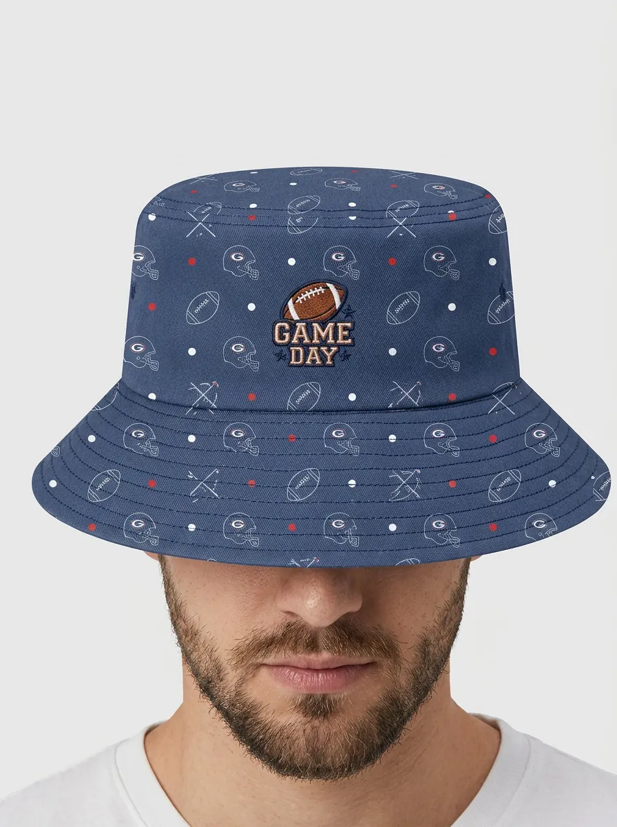 Unisex Football Fan Game Day Helmet Pattern Printed Bucket Hat