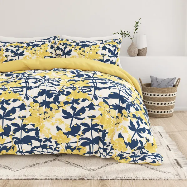 Boho Flower Pattern Reversible Duvet Cover Set