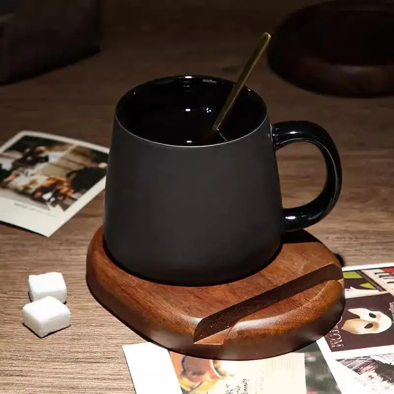 Ceramic Mug Set With Spoon And Wood Coaster