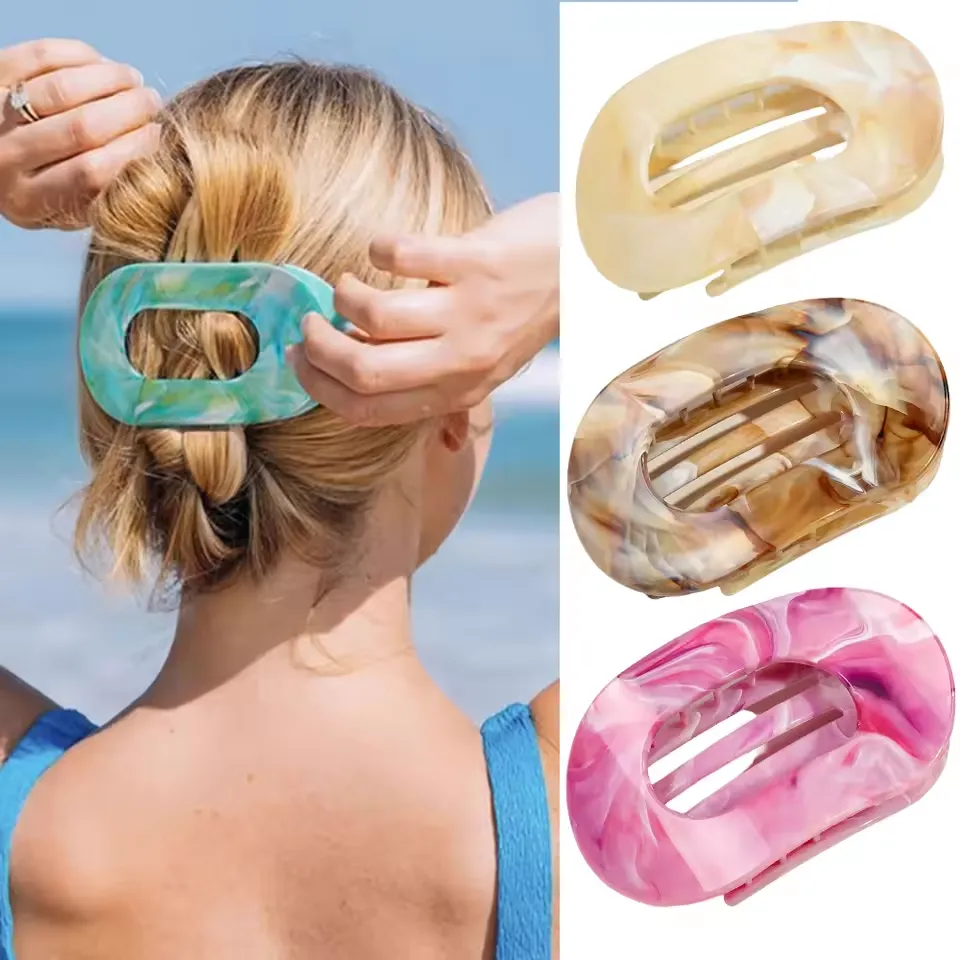 Marble Oval Hair Clip