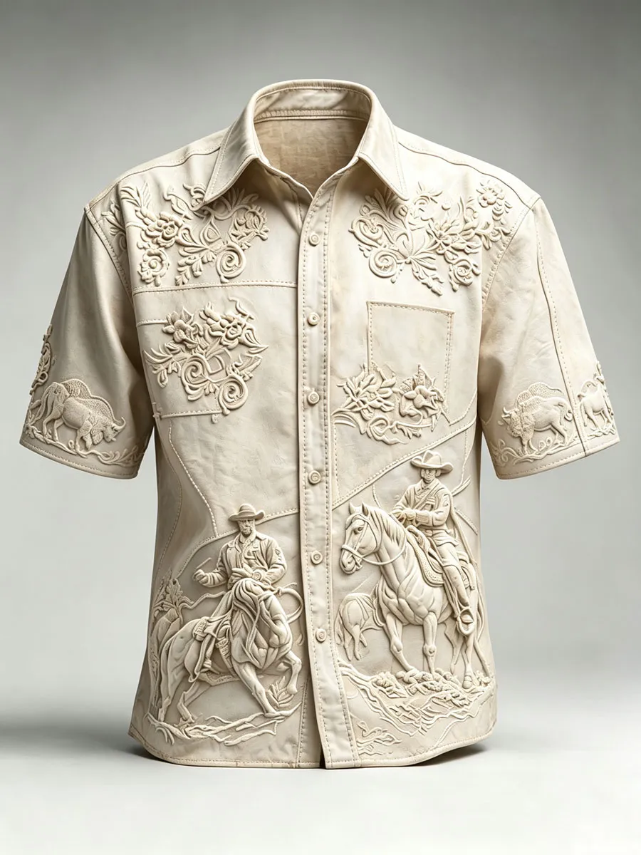 Men'S Western-Style Printed Shirt