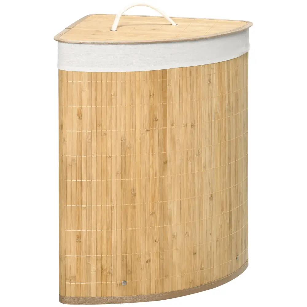 Removable Liner Lidded Corner Fit Laundry Storage Basket