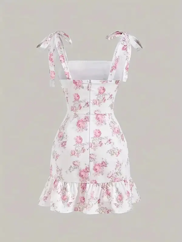 Balanced Detail Floral Ruffle Mini Dress