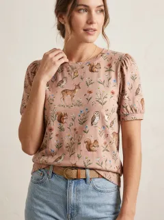 Owl Deer Squirrel Women's Loose Printed T-Shirt