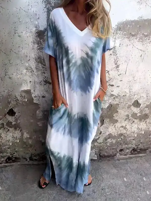 Dyed Neck Maxi Dress