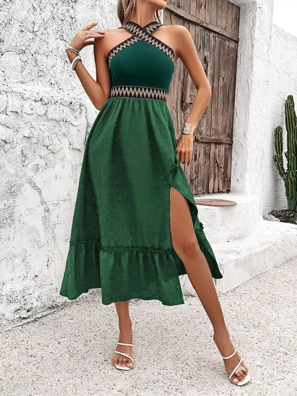 Everyday Ruffle Trim Midi Dress