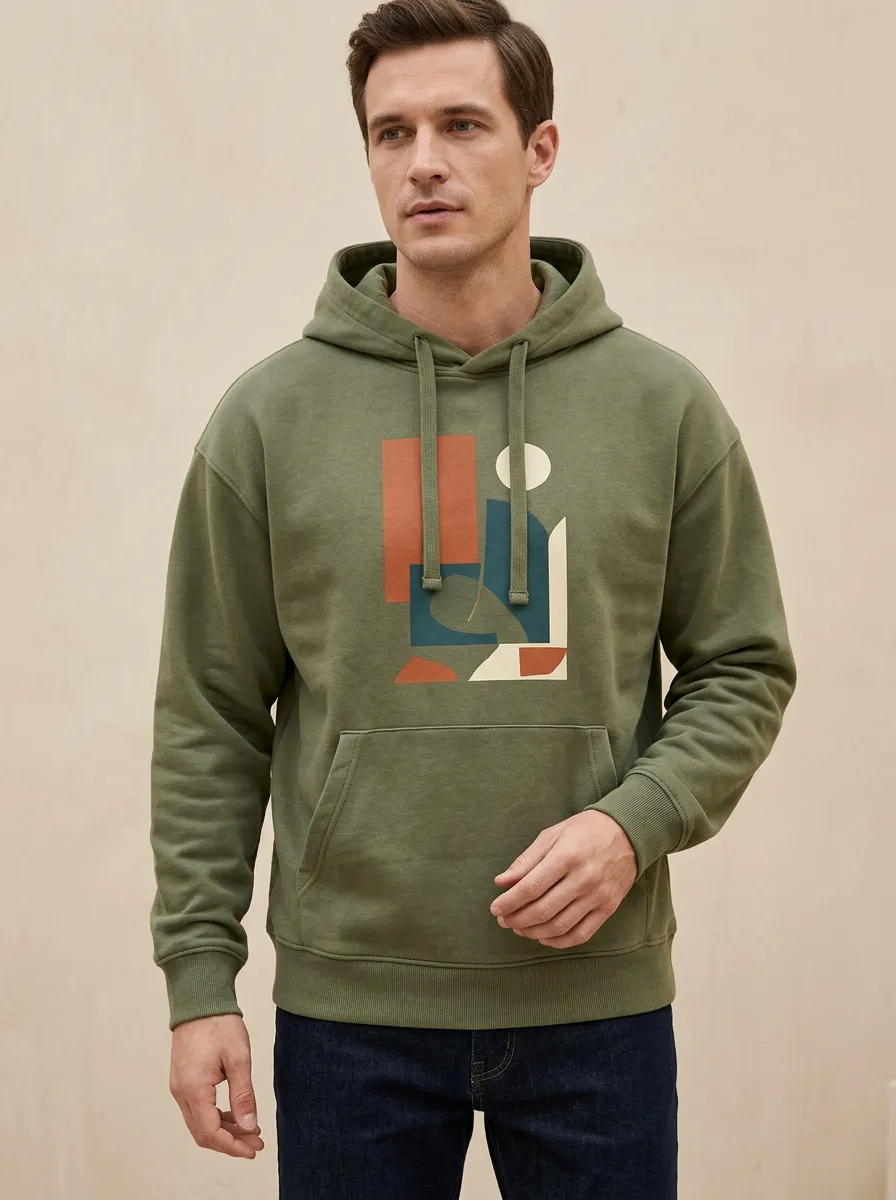 Men's Abstract Art Lover Geometric Shapes Print Hoodie