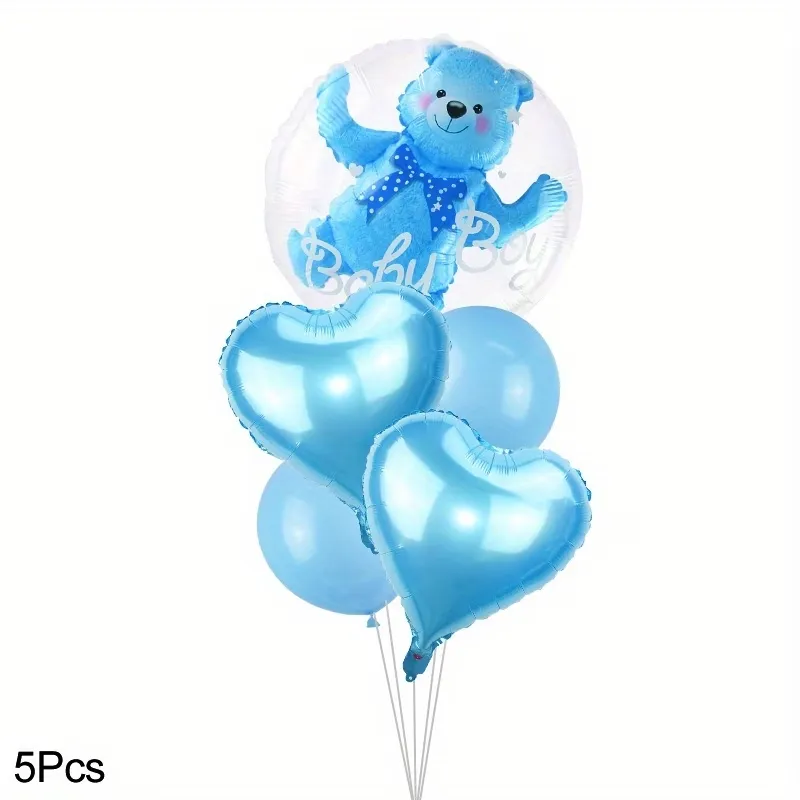 Teddy Bear Heart Balloon Set