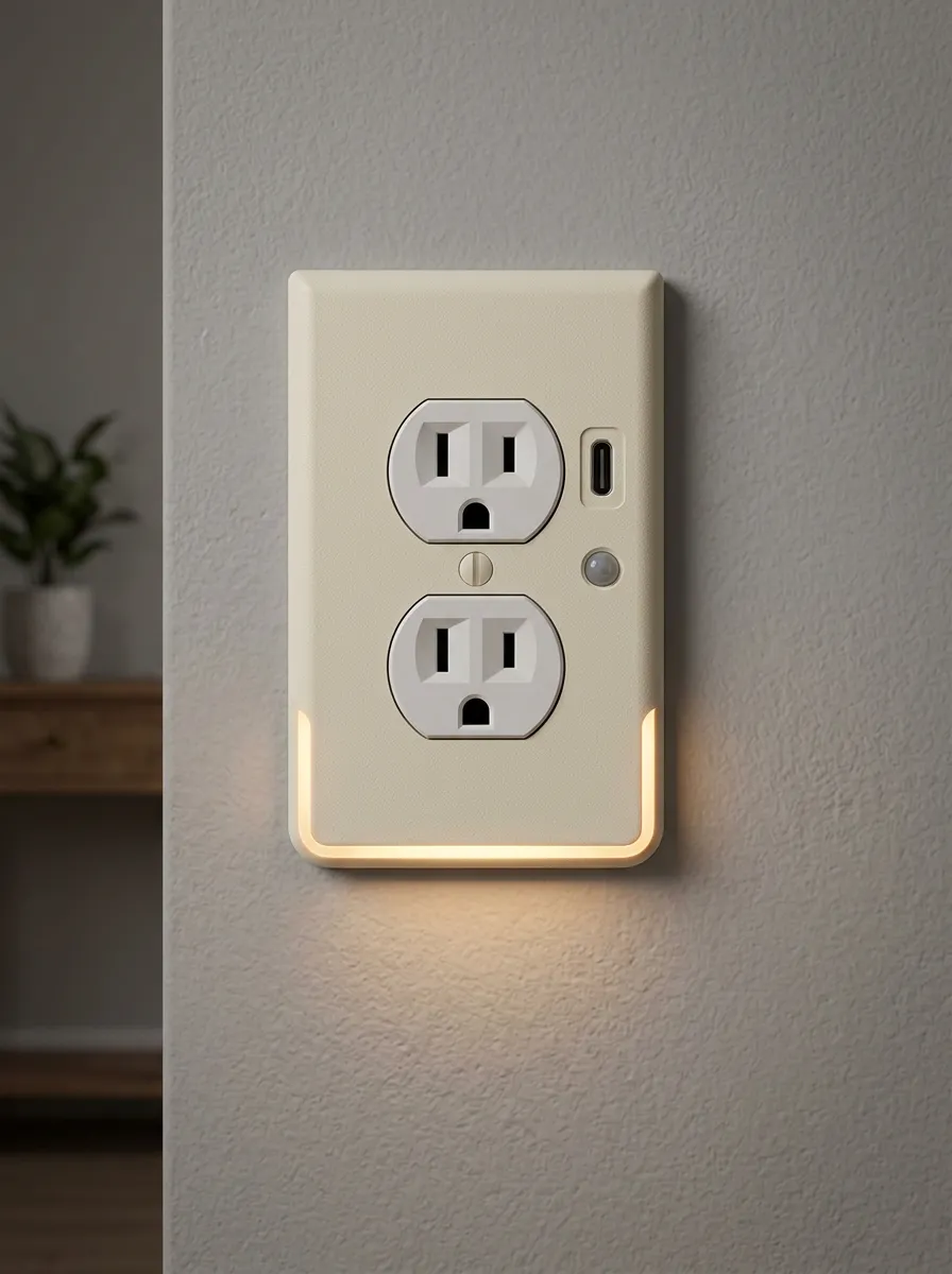 Minimalist Warm Glow Sensor Printed LED Outlet Cover