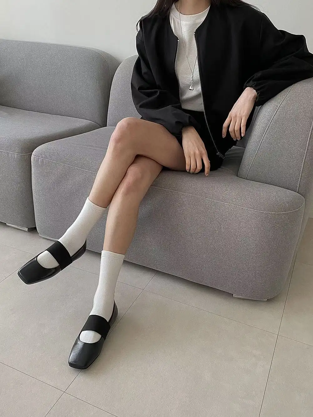 Polished Faux Leather Square Toe Ballet Flats
