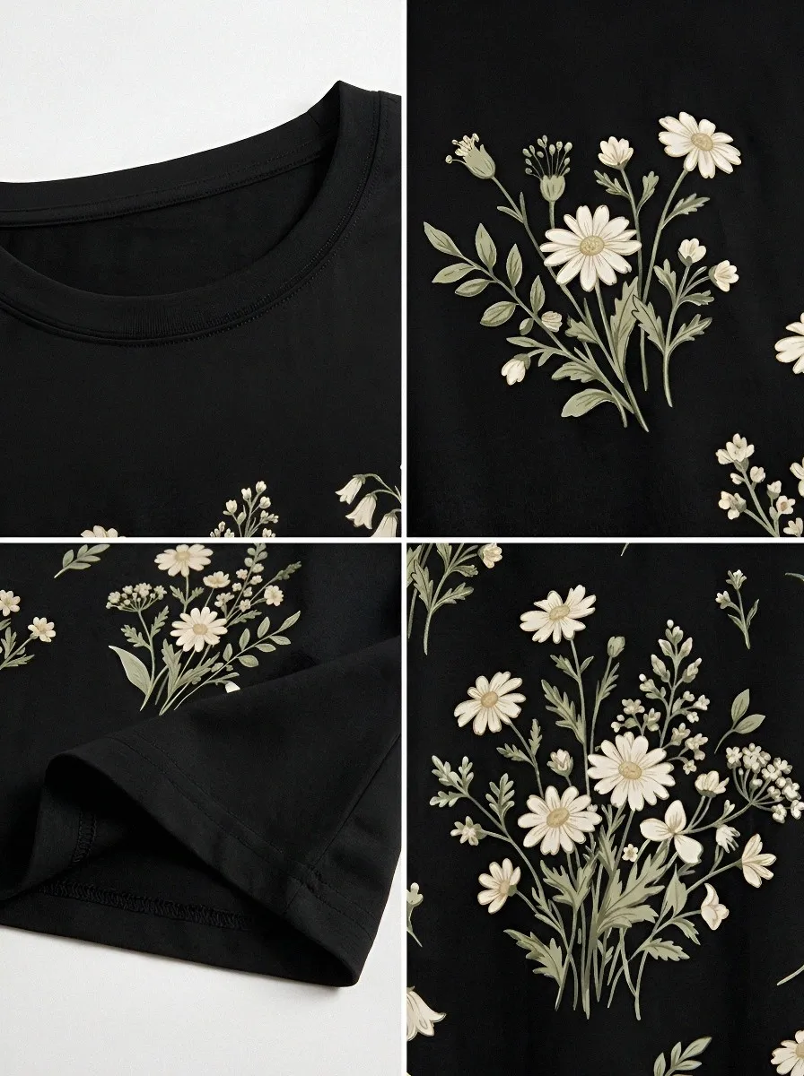 Women's Botanical Nature Lover Wildflower Printed T-shirt
