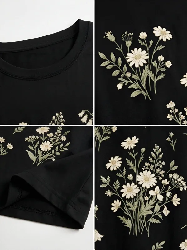 Women's Botanical Nature Lover Wildflower Printed T-shirt