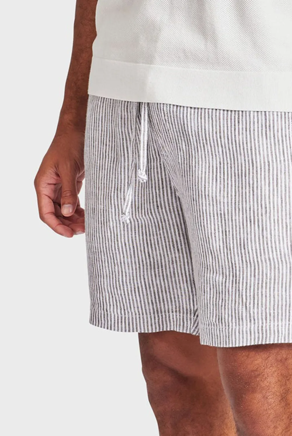 Vertical Striped Linen Blend Casual Resort Shorts