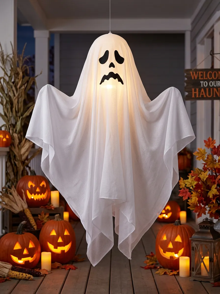 Ghost Hanging Fabric-Look Halloween Yard Decoration