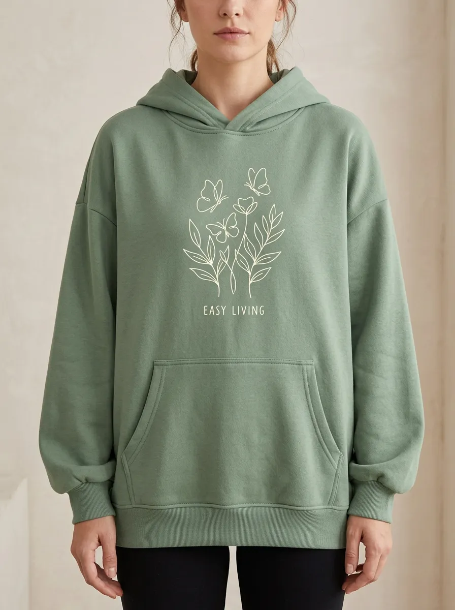 Easy Living Butterfly Floral Line Hoodie