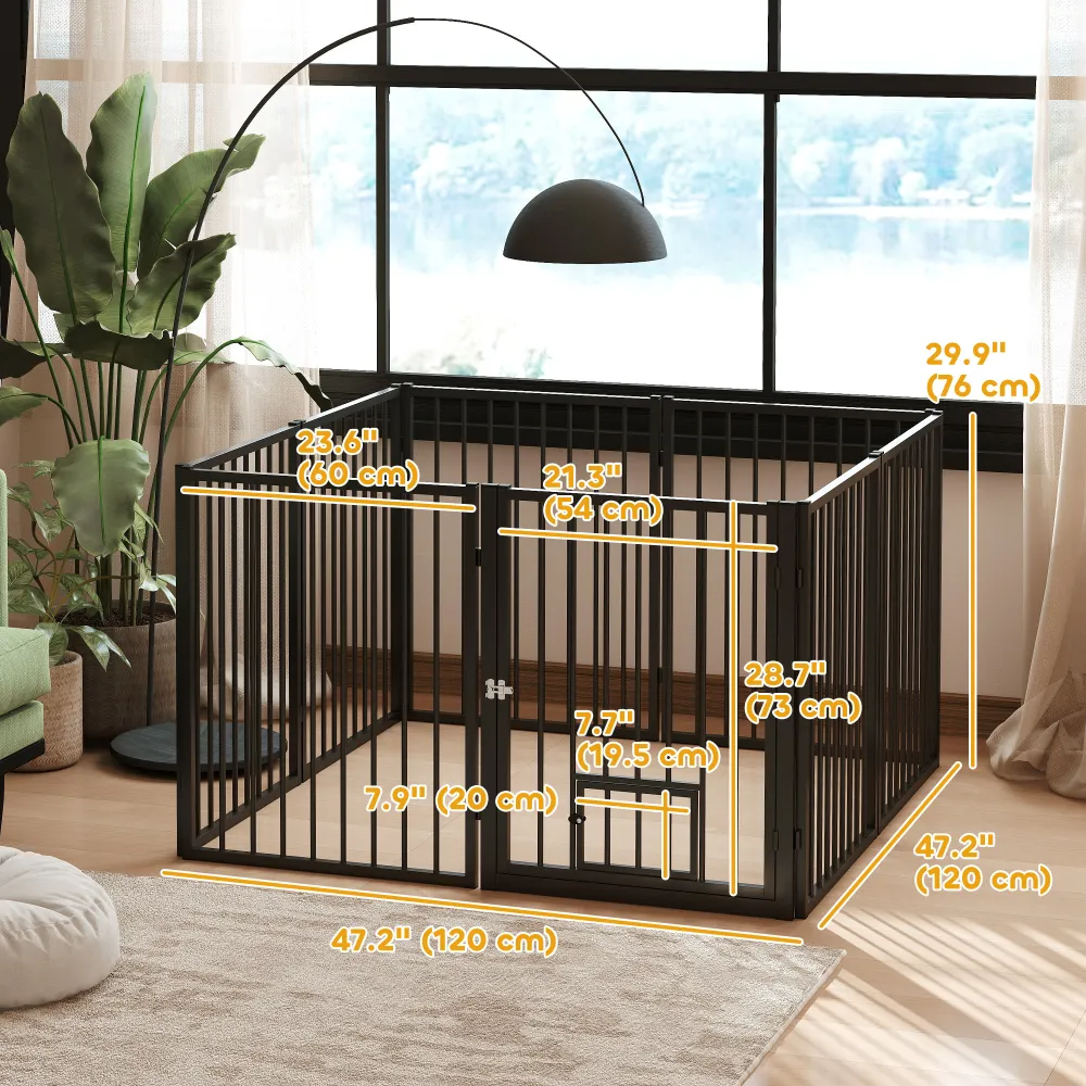 Indoor Metal Dog Playpen with Dual Gates, Pet Enclosure for Room-Sized Pet Containment