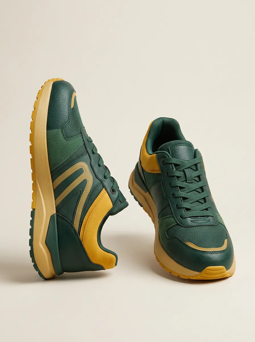 Unisex Colorblock Mesh Print Sneakers