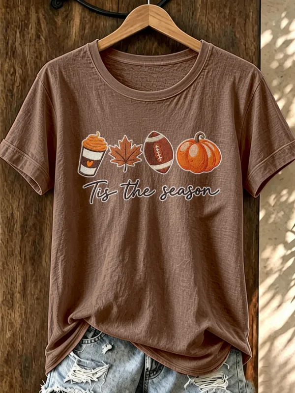 Women'S Autumn Art Printed Short Sleeved T-Shirt