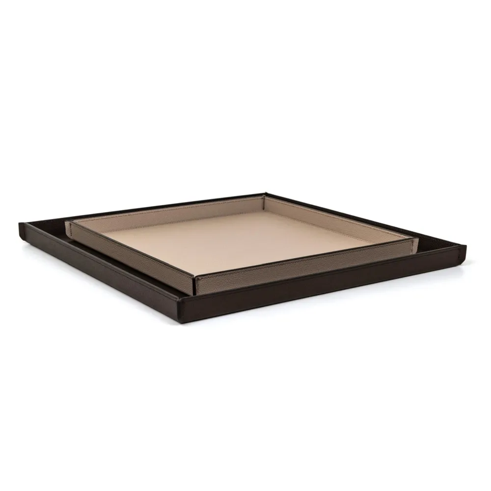 Sculptural Square Leather Tray