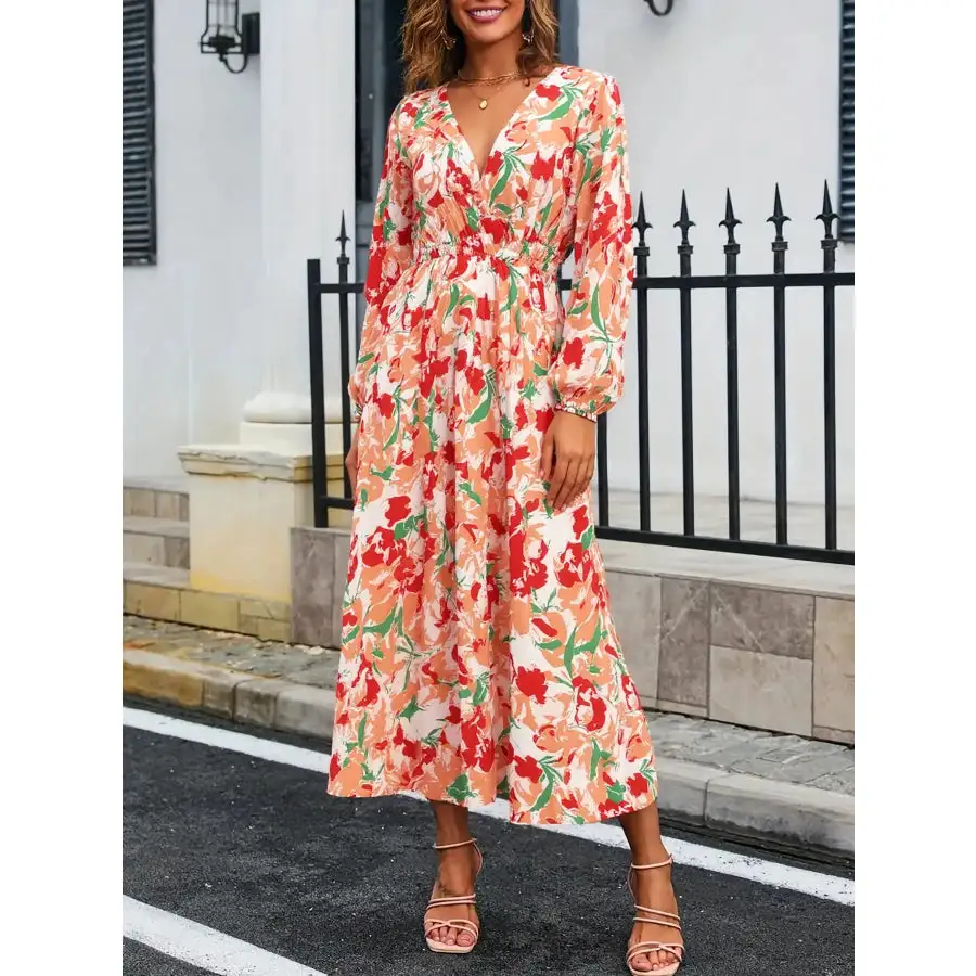 Long Sleeve Wrap Midi Dress