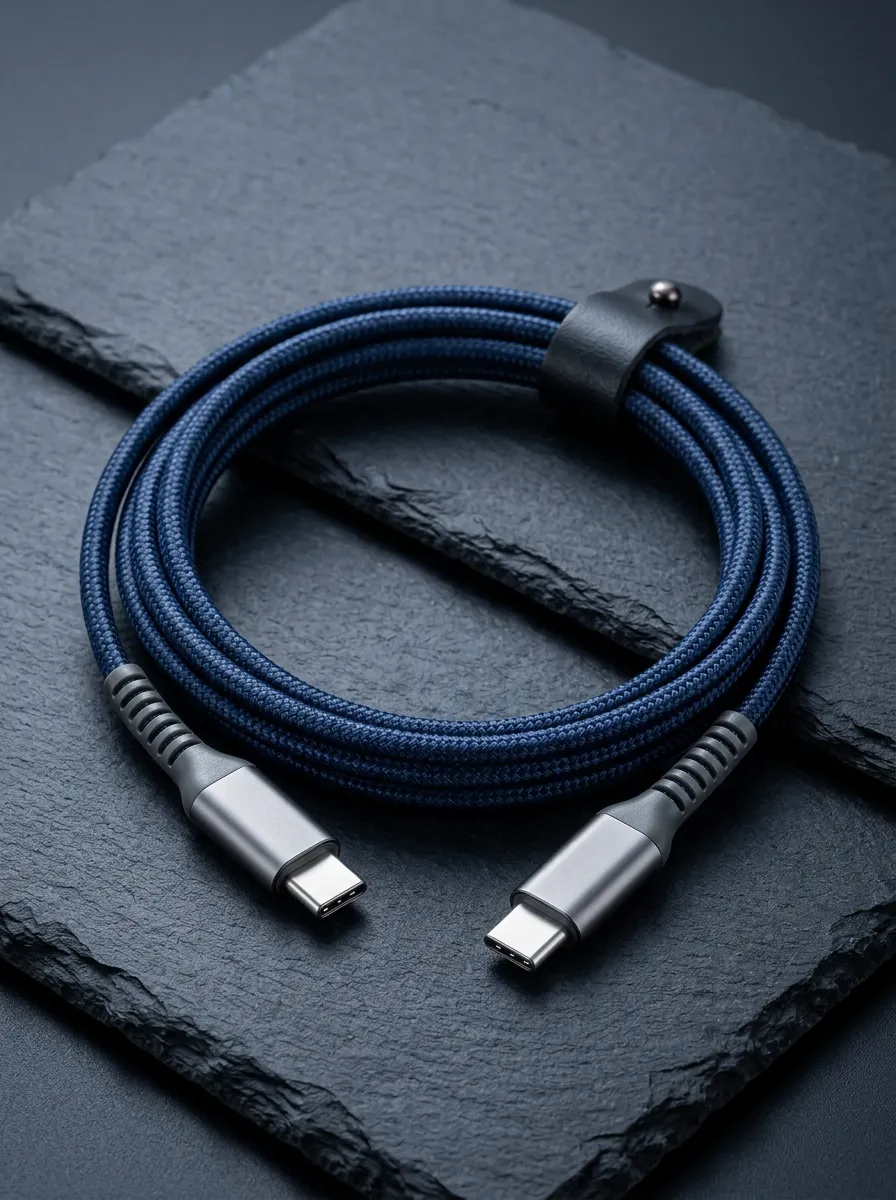 Navy Braided USB-C Woven Charging Cable