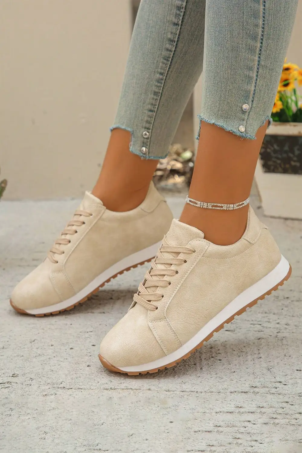 Suede Lace Up Casual Sneakers
