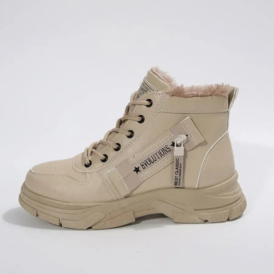 Lace Up Combat Boots with Fleece Line