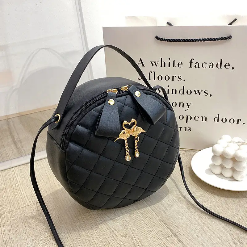 Compact Quilted Round Handbag