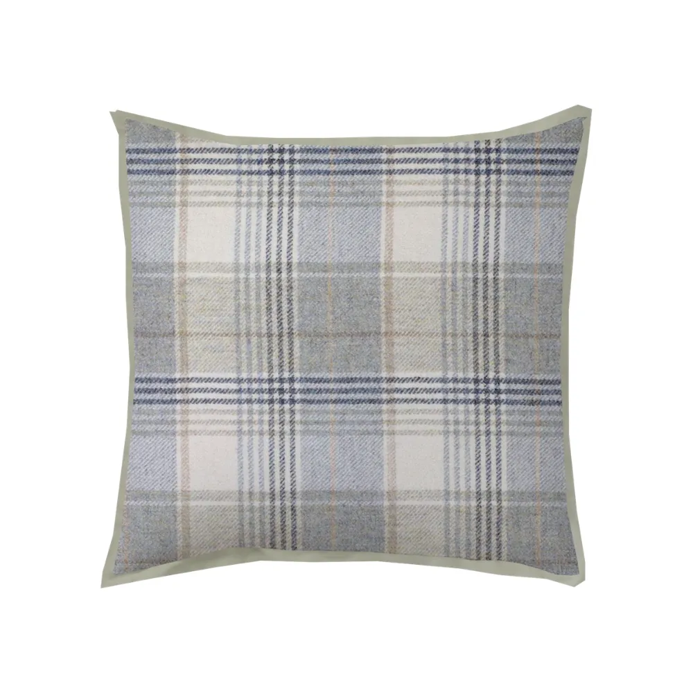 Contrast-Flange Plaid Throw Pillow