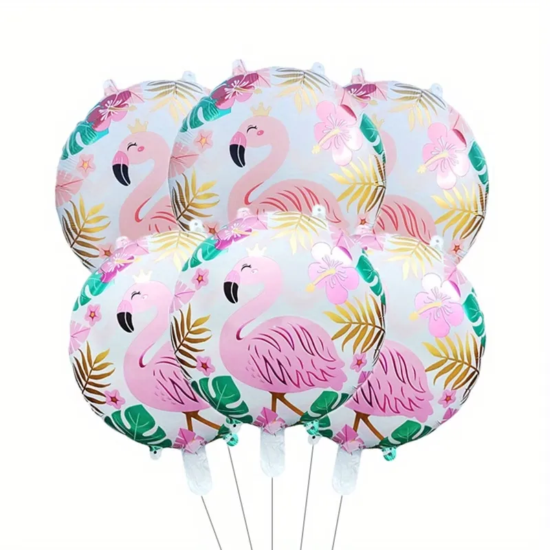 6 Pcs Tropical Flamingo Mylar Balloons