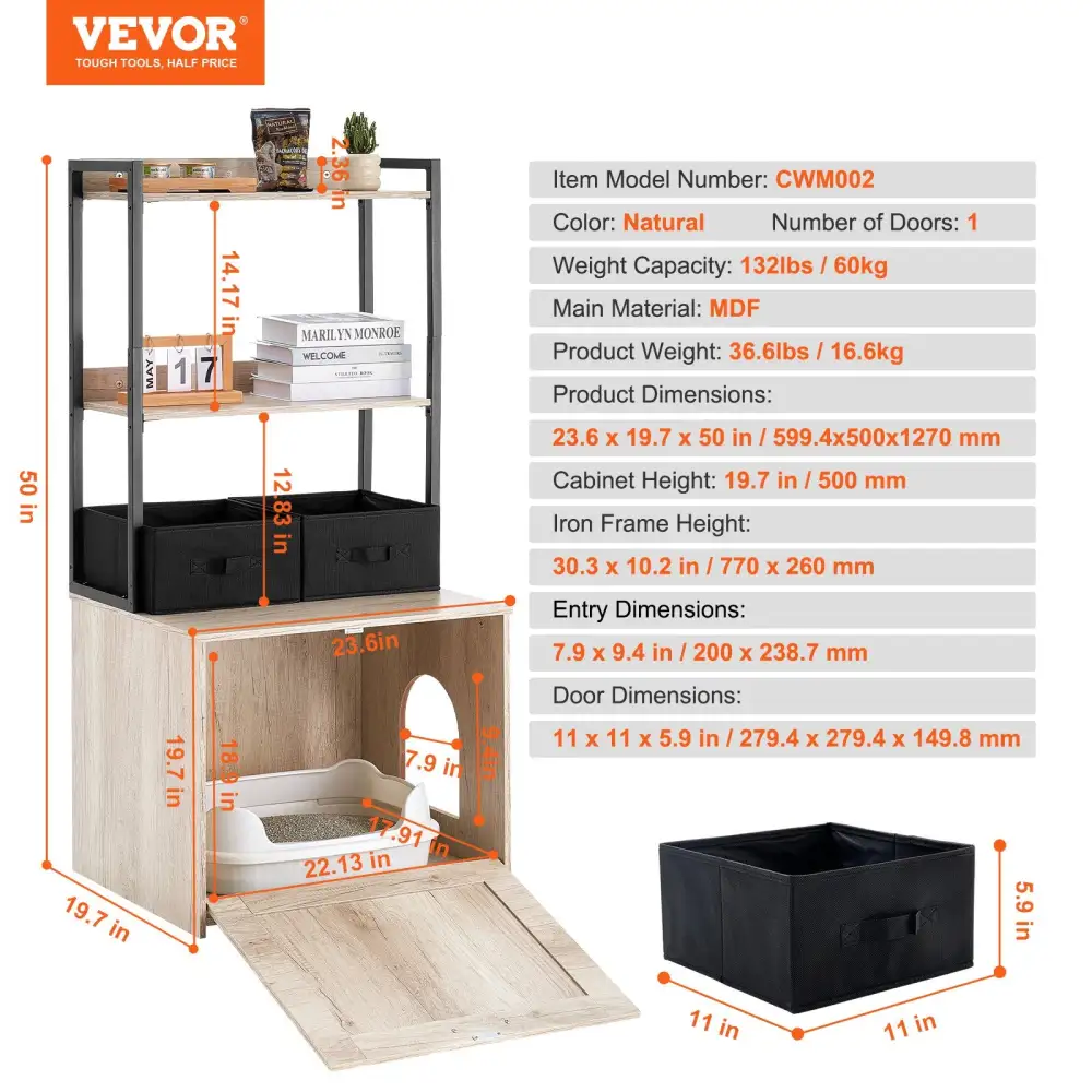 Hidden Storage Litter Box Enclosure