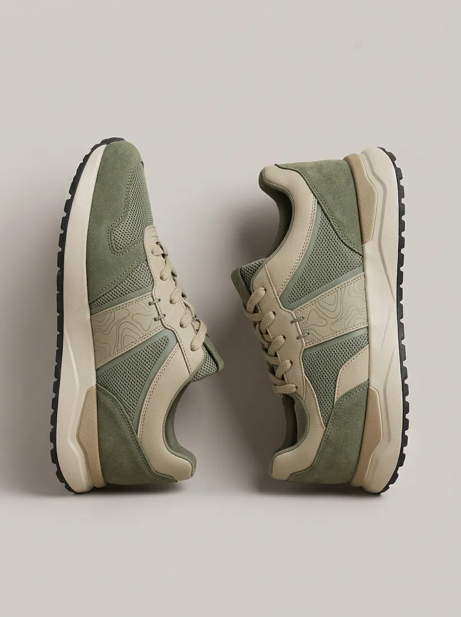Unisex Everyday Outdoor Hiking Enthusiast Topographic Print Sneakers