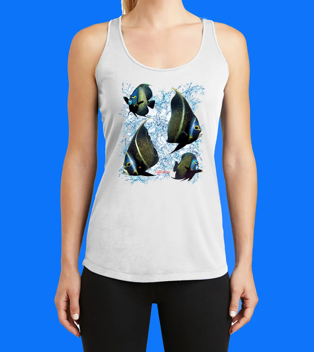 Angelfish And Splash Printed Racerback Tank Top
