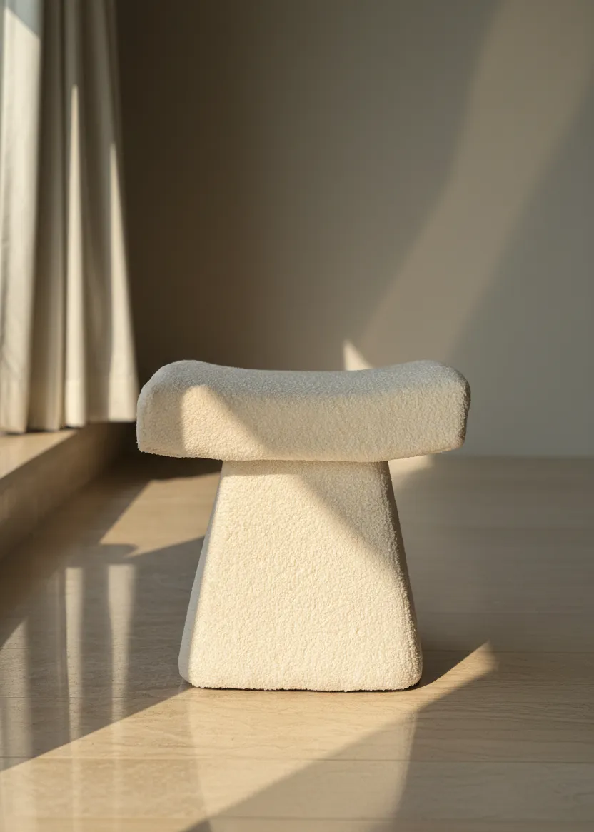 Bouclé Arch Pouffe