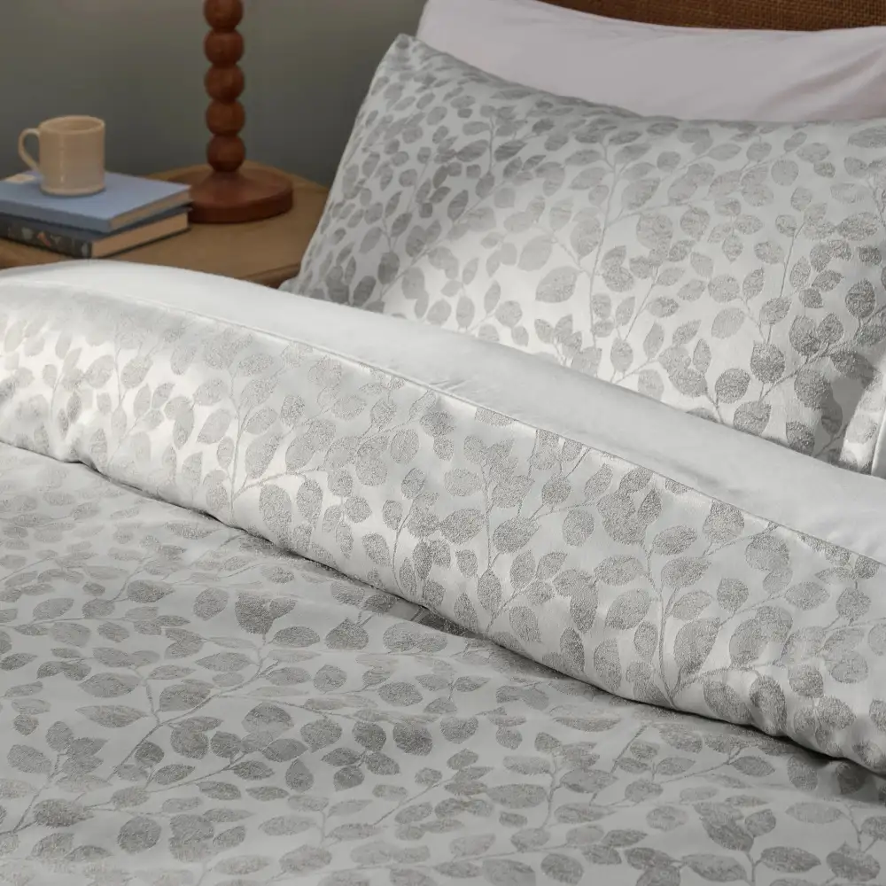 Reversible Leaf Satin Duvet Cover Set