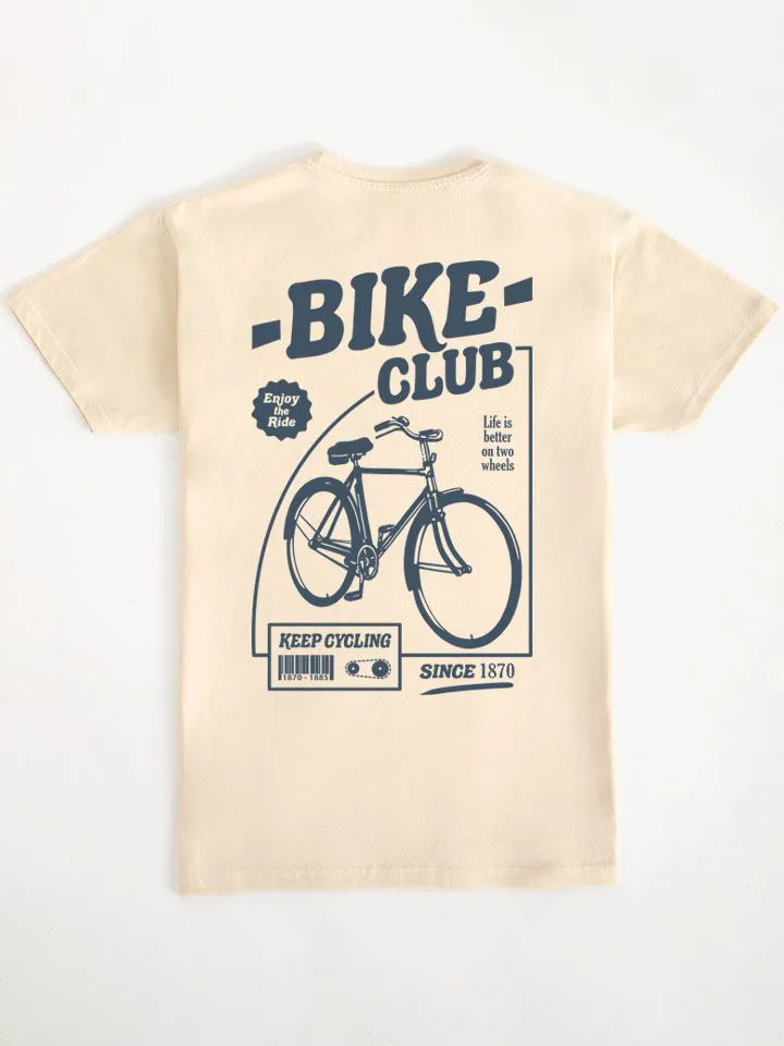 Bike Club Pattern Crew Neck T-Shirt