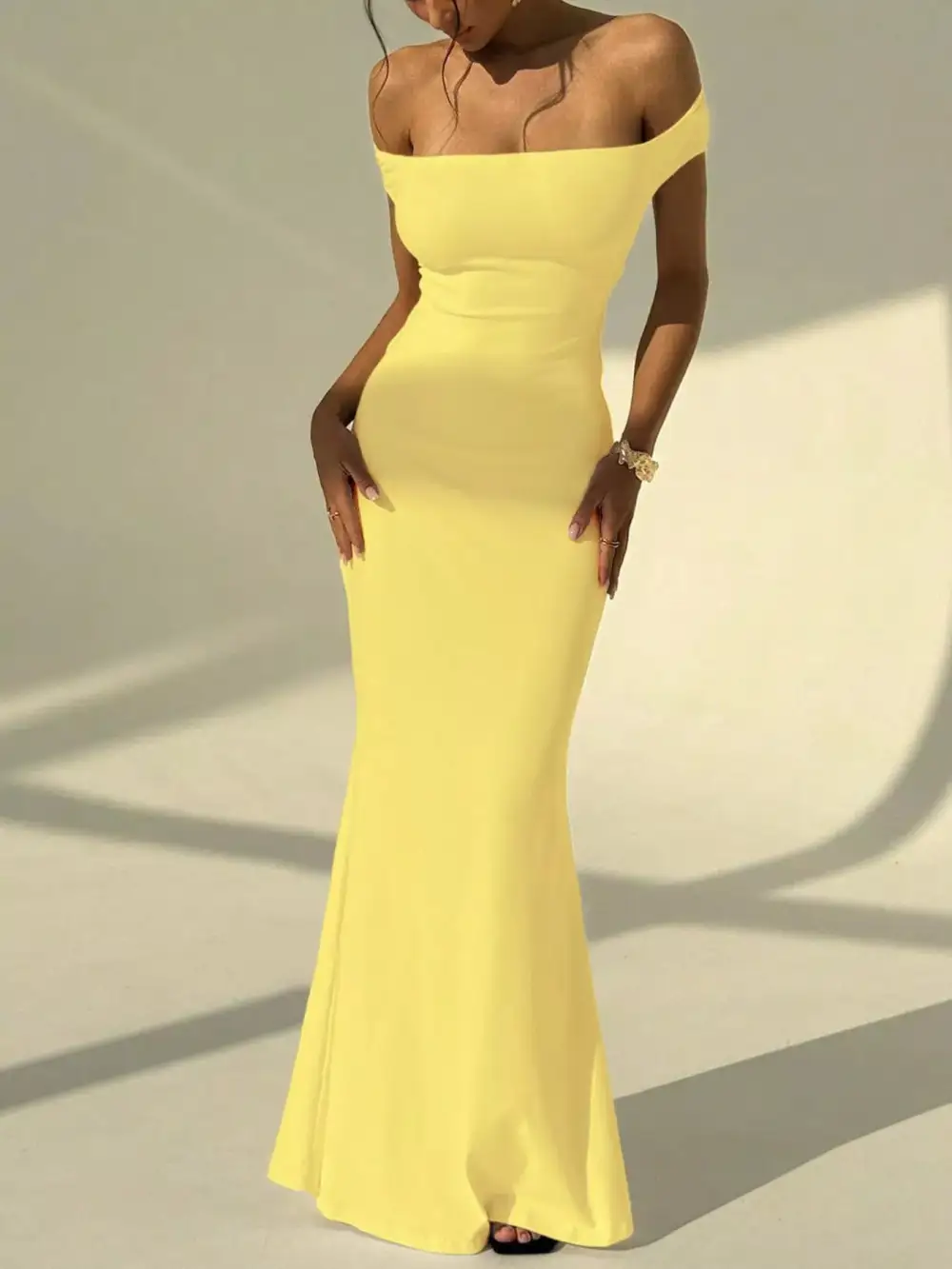 Backless Off Shoulder Bodycon Mermaid Maxi Dress