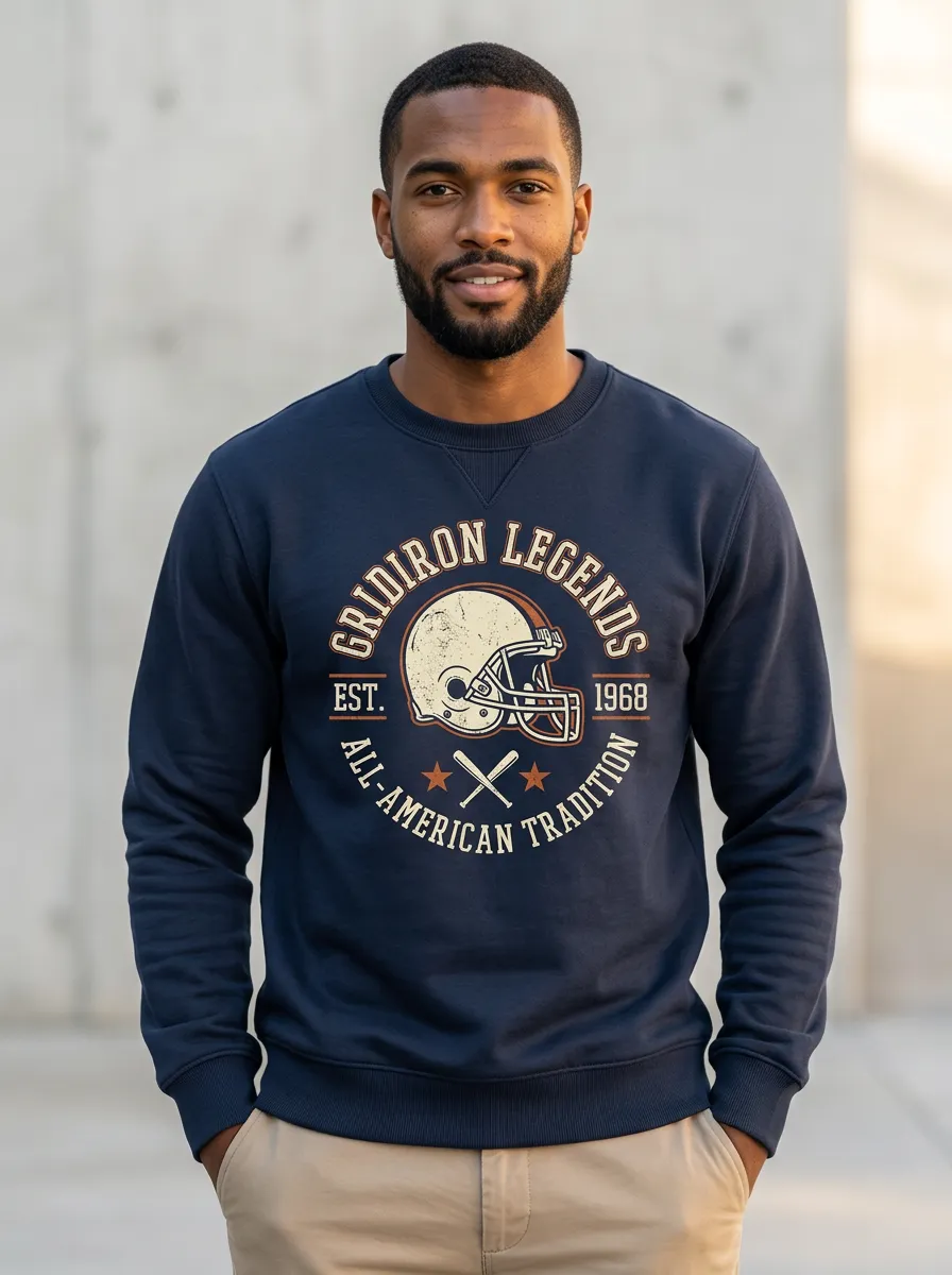 Everyday Men's Football Fan Gridiron Legends Helmet Printed Sweatshirt