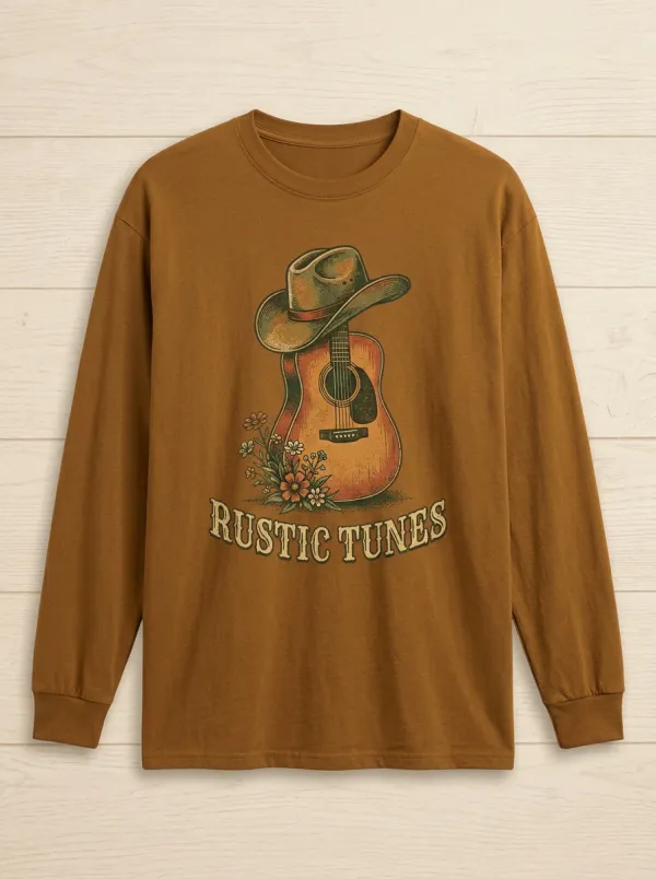 Guitar Floral Unisex Country Music Long-Sleeve Shirt