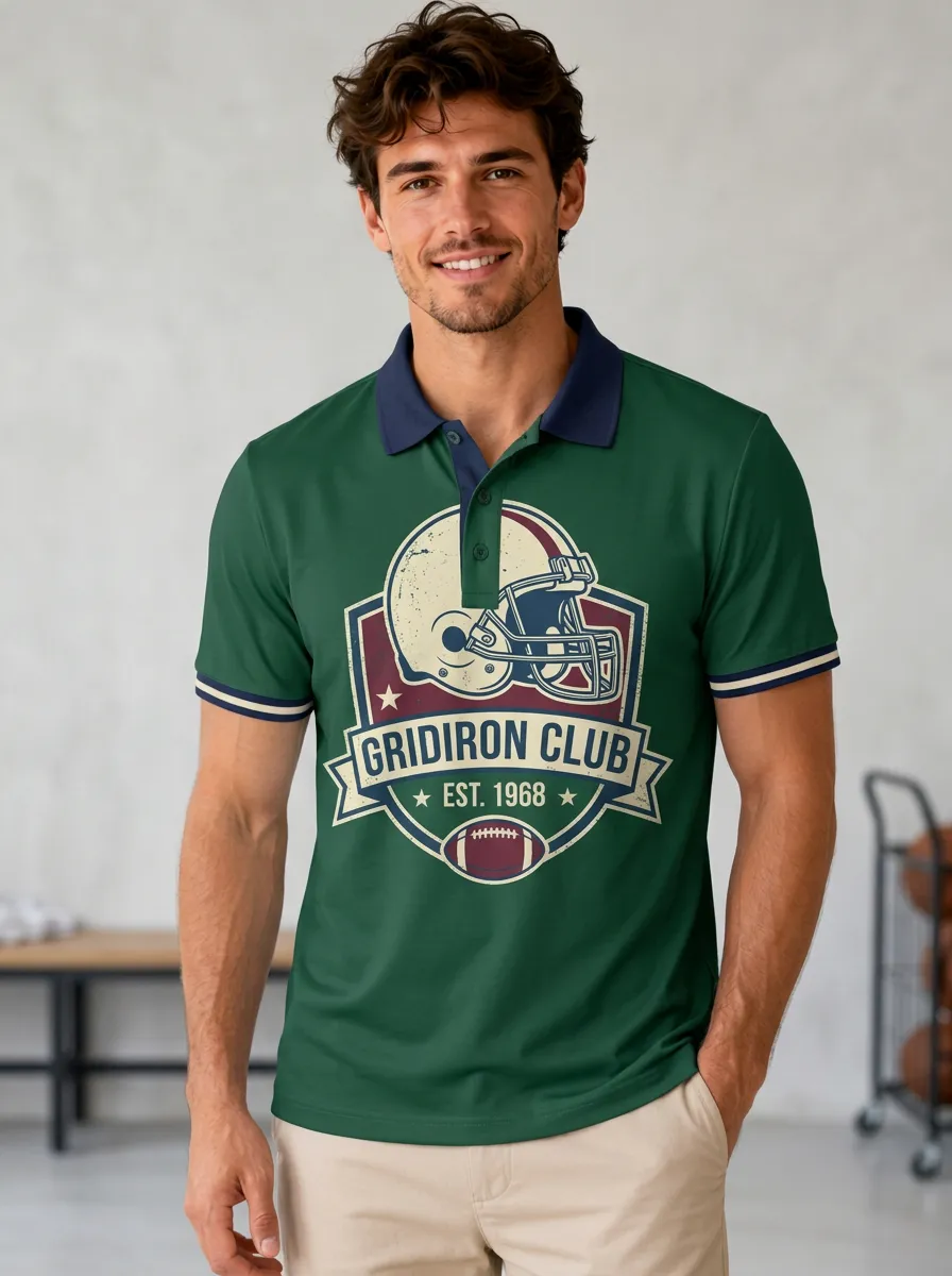 Men's Gridiron Club Football Helmet Polo Shirt